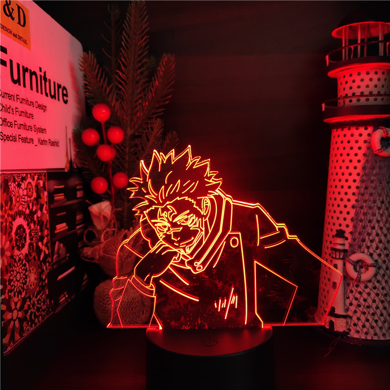 Jujutsu Kaisen 3D Lamp Anime Gojo Satoru Jujutsu Kaisen Yuji Itadori LED Night Light Brdroom Decor 7 - Anime Lamps Shop