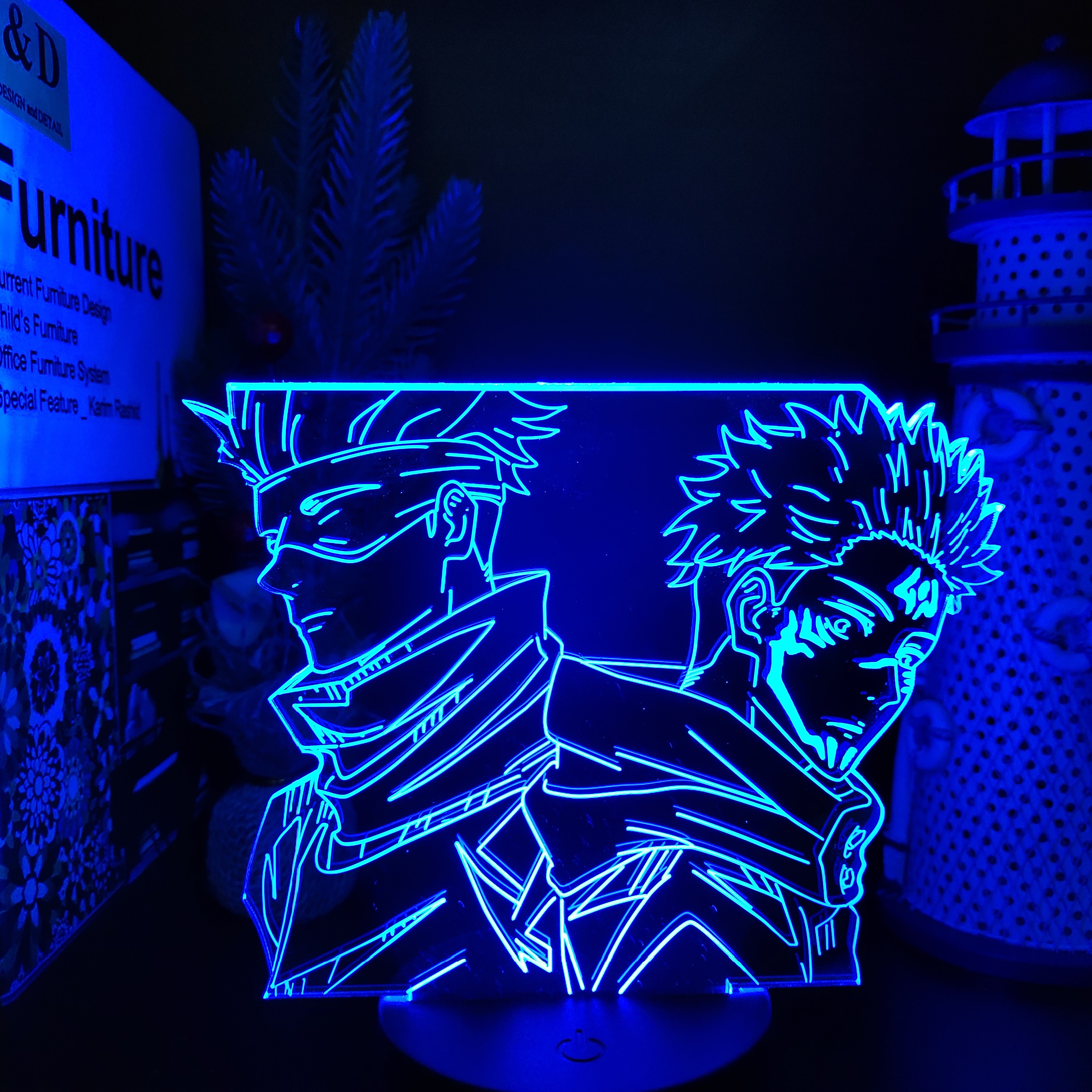 Jujutsu Kaisen 3D Lamp Anime Gojo Satoru Jujutsu Kaisen Yuji Itadori LED Night Light Brdroom Decor 8 - Anime Lamps Shop