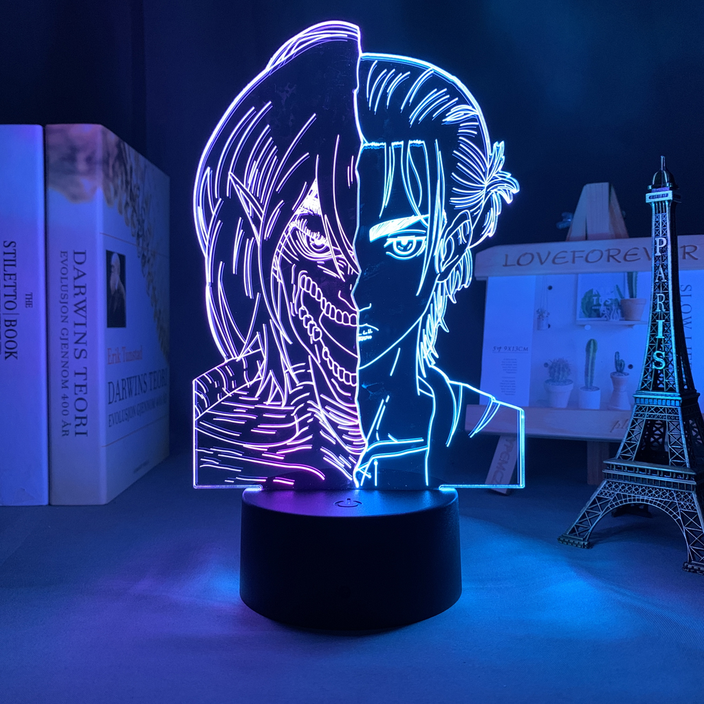 Led Anime Light Attack on Titan Eren Titan Half Face for Bedroom Decoration Dual Color Light 2 - Anime Lamps Shop