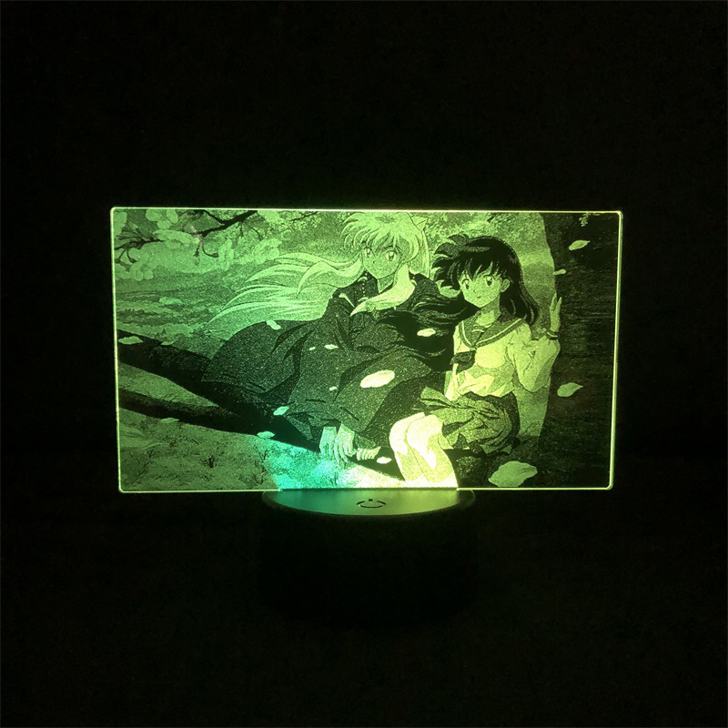 Two Tone Lamp Inuyasha Japanese Anime Manga Two Tone Led Light Two Tone 3D Lamp Indoor 1 - Anime Lamps Shop