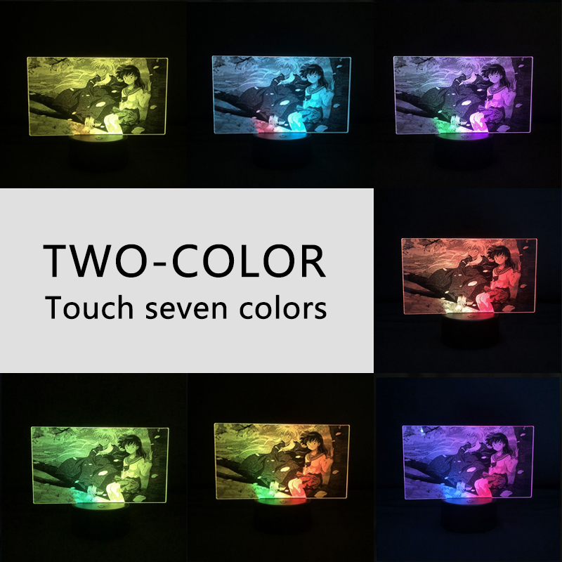 Two Tone Lamp Inuyasha Japanese Anime Manga Two Tone Led Light Two Tone 3D Lamp Indoor 3 - Anime Lamps Shop